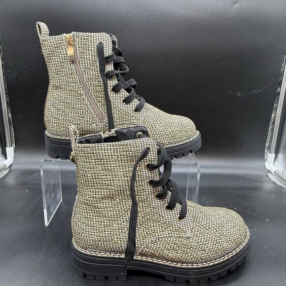 Kurt Geiger London Girls Mini Burlington Log Boot Gold Rhinestone size 3M EU 34 - Picture 1 of 9